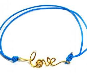 Electric Blue bracelet Accentuated by a Vermeil cz LOVE charm