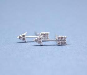 Arrow with cubic zirconia detail pendant earrings in silver