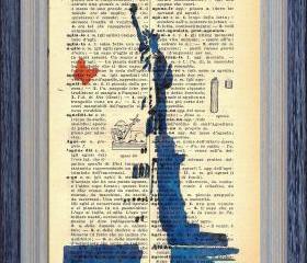 ORIGINAL Print of a my painting on a page original of Italian dictionary of 1938