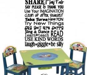 Large Playroom Rules Vinyl Decal