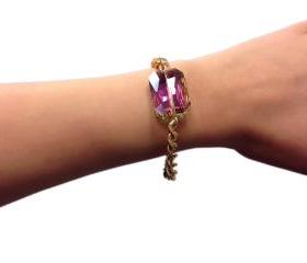 Center Stone Bracelet - Pink Crystal Bracelet - Aria
