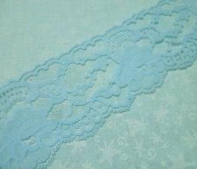 1 yard of 2 3/4 inch light blue chantilly lace trim for bridal, wedding, baby, hair accessories, lingerie by MarlenesAttic - Item O2