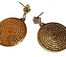 Padre Nuestro (Our father Prayer ) Vermeil Disc Earrings 