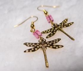 Dragonfly Earrings in Gold