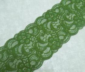 1 yard of 3 inch Olive Green Stretch elastic lace trim for baby headband, lingerie, holiday, christmas, hair acc by MarlenesAttic - Item UN