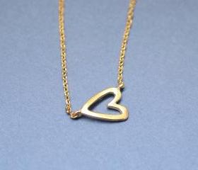 Sideways Open Heart Necklace in gold