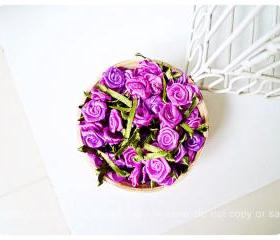 30 Rolled mini ribbon flowers / pack 