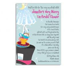 Mad Hatter Bridal Shower Custom Themed Invitation 