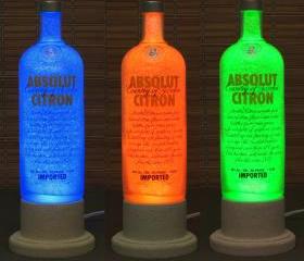 Absolut Citron Vodka Color Changing LED Remote Controlled Eco Friendly rgb LED Bottle Lamp/Bar Light / Intense Sparkle-Bodacious Bottles-