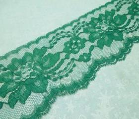 1 yard of 3 inch Dark Green, Hunter Green chantilly lace trim for bridal, crafts, baby, lingerie by MarlenesAttic - Item O1