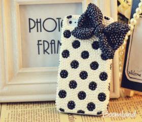 rhinestone bling iphone 4s case skin,Polka Dots phone case