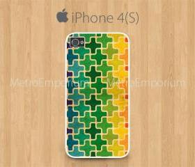 iPhone 4 Case, iPhone 4S Case White, Leopard Print Colorful Pattern