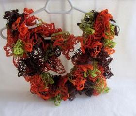 Elegant curly scarf, scarf, girls, women, spring, autumn, colorful,orange, green, brown
