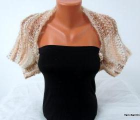Knitted, white, cream, light brown, bolero shoulder, sleeves, wedding bridal, bridesmaids and for women