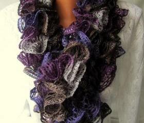 Elegant curly scarf, scarf, girls, women, spring, autumn, colorful, plum,fairy tale,gray,brown, dark violet, silver