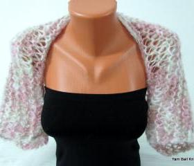 Knitted, white, cream, light pink, bolero shoulder, sleeves ,wedding bridal, bridesmaids and for women