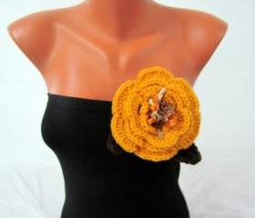 Crochet accessories, Oxblood Crochet brooch, Crochet brooch, Crocheted Flower Pin, Broche - READY TO SHIP