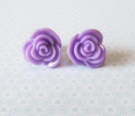 Purple Flower Stud Earrings