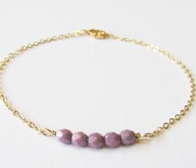 Dainty Beaded Gold Bracelet, 14kt Gold Filled Bracelet, Gift for Her