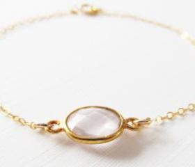 Rose Quartz Bracelet, 14kt Gold Filled Bracelet, Gift For Her on Luulla