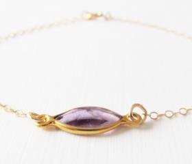 Gold Amethyst Bracelet, 14kt Gold Filled Bracelet, Gift for Her