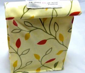 oilcloth Lunch Bag - Leaves on Vine 