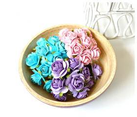 30 Mulberry mixed color paper Rose Buds flower/ pack