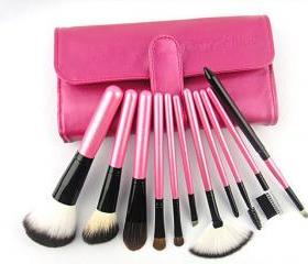 Fashion 11pcs Professional Portable Makeup Brushes Make Up Brushes Cosmetic Brushes Color Shine Makeup Brushes - Hot Pink