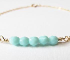 Dainty Beaded Gold Bracelet, 14kt Gold Filled Bracelet, Gift for Her
