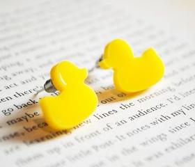 Rubber Duck Earrings, Nickel Free Studs