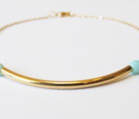 Dainty Beaded Bar Gold Bracelet, 14kt Gold Filled Bracelet, Gift for Her
