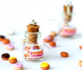 Dunkin Donuts kawaii earrings jar polymer clay miniature bottle sweet desert hoop