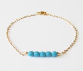 Dainty Beaded Gold Bracelet, 14kt Gold Filled Bracelet, Gift for Her