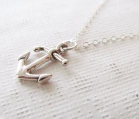 Sterling Silver Anchor Necklace, Sterling Silver Necklace, Nautical Necklace