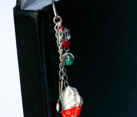 Neon Polymer clay cupcake and beads bookmark miniature kawaii silver