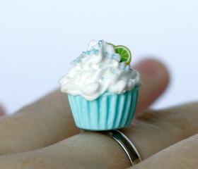 Cupcake ring Polymer clay miniature food kawaii sweet adjustable ring