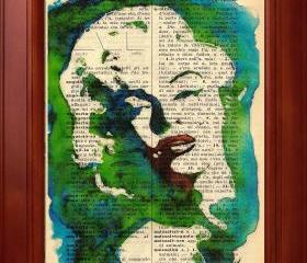 ORIGINAL Print of a my painting on a page original of Italian dictionary of 1938