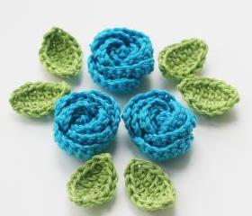 Turquoise crochet roses