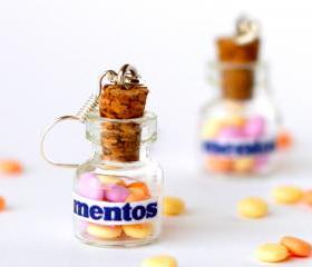 Polymer clay kawaii earrings mentos bottle jar miniature sweet dessert hoop