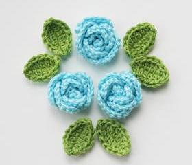 Light blue crochet roses