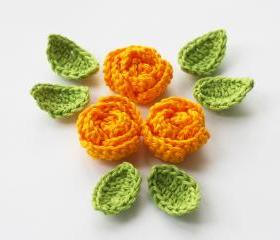 Yellow crochet roses
