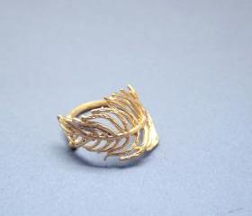 Feather Adjustable Ring-Gold