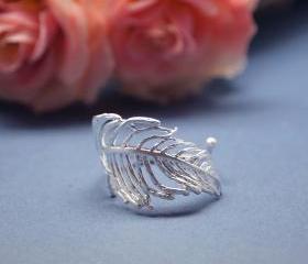Feather Adjustable Ring-Silver