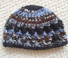 Baby Boy Hat . Crochet Beanie Cap. Newborn To Three Month Size. Great Photo Prop