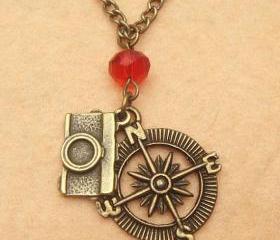 Camera Compass and Crystal Necklace