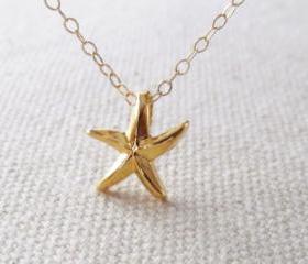 Gold Star Fish Necklace, 14kt Gold Filled Necklace, Gift for Her