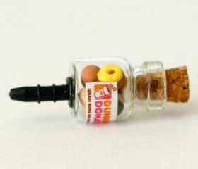 Anti dust plug for phone - Dunkin Donuts bottle miniature kawaii Polymer clay