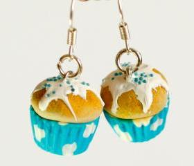 Cute earrings cupcake sky miniature kawaii Polymer clay sweet dessert hoop
