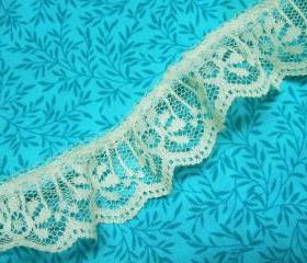 1 yard of 1 1/4 inch Ivory Chantilly ruffled lace trim for bridal, baby, housewares, sewing, crafts by MarlenesAttic - Item P1