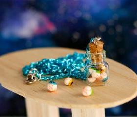 Eyeball jewelry necklace jar polymer clay miniature bottle , creepy jewelry
